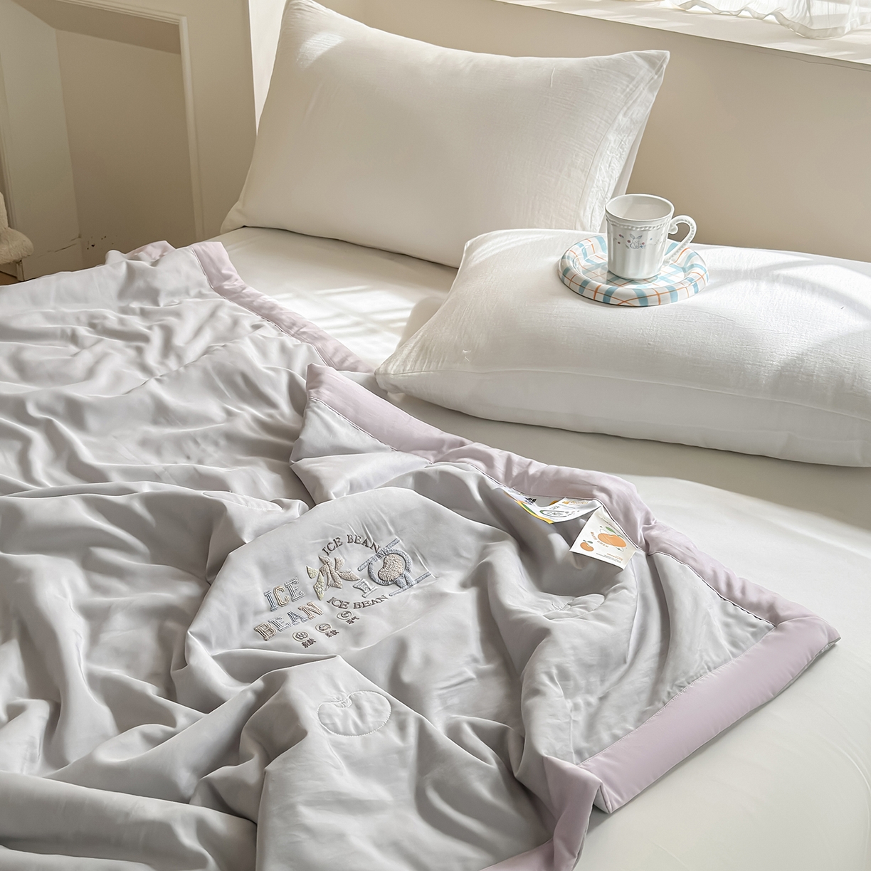 91家纺网 家纺一手货源 找家纺 摩时 2026春夏新款天丝莱赛尔大豆纤维被纯色系列夏凉被空调被 星辰灰