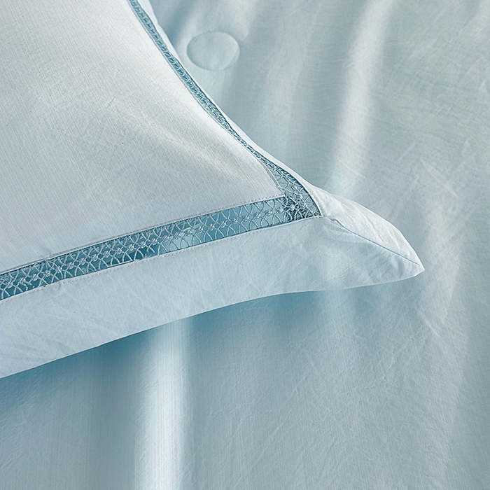 91家纺网 家纺一手货源 找家纺 欧夏家纺 2026新款氢氧丝凉感刺绣夏被拼角夏被纯色夏凉被空调被子薄被直播供货外贸 晴空蓝