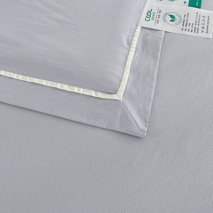 91家纺网 家纺一手货源 找家纺 欧夏家纺 2026新款氢氧丝凉感刺绣夏被拼角夏被纯色夏凉被空调被子薄被直播供货外贸 绅士灰