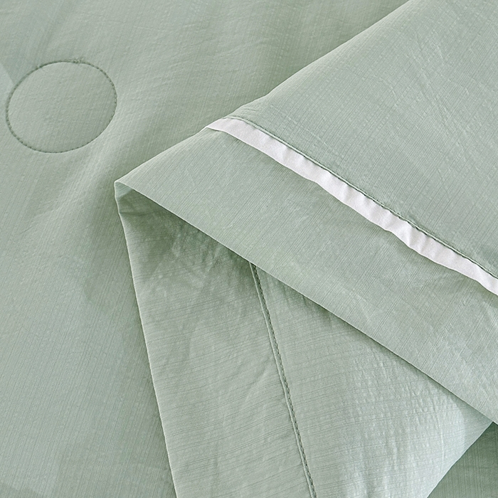 91家纺网 家纺一手货源 找家纺 欧夏家纺 2026新款氢氧丝凉感刺绣夏被拼角夏被纯色夏凉被空调被子薄被直播供货外贸 夏草绿