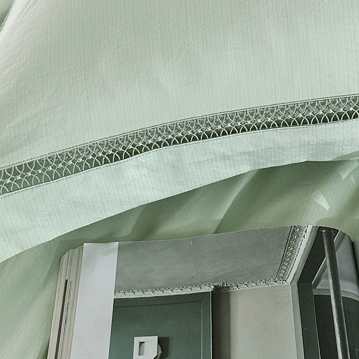 91家纺网 家纺一手货源 找家纺 欧夏家纺 2026新款氢氧丝凉感刺绣夏被拼角夏被纯色夏凉被空调被子薄被直播供货外贸 夏草绿