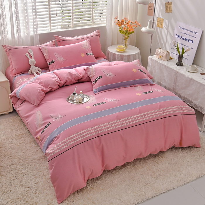 91家纺网 家纺一手货源 找家纺 幸嘉轩 2025新款全棉秋冬加厚保暖喷气磨毛纯棉印花四件套 羽彩飞-粉