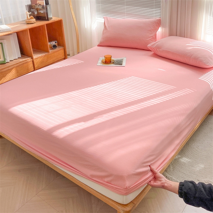 91家纺网 家纺一手货源 找家纺 恋人优选 2026新款全棉纯棉水洗棉单床笠床笠单件 浅粉