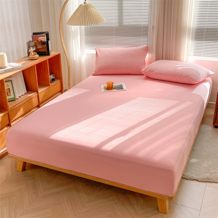 91家纺网 家纺一手货源 找家纺 恋人优选 2026新款全棉纯棉水洗棉单床笠床笠单件 浅粉