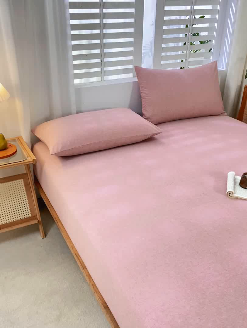 91家纺网 家纺一手货源 找家纺 恋人优选 2026新款全棉纯棉水洗棉单床笠床笠单件 浅粉
