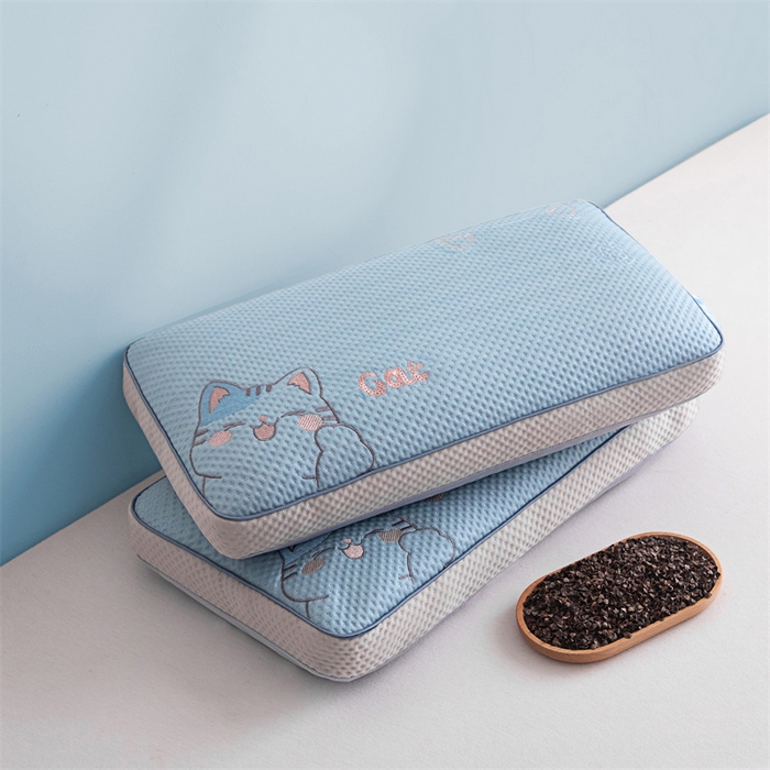 91家纺网 家纺一手货源 找家纺 麦肯锡 2026新款猫豆豆荞麦枕 奶霜蓝