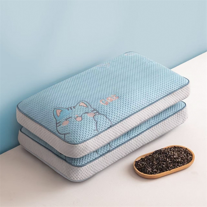 91家纺网 家纺一手货源 找家纺 麦肯锡 2026新款猫豆豆荞麦枕 奶霜蓝