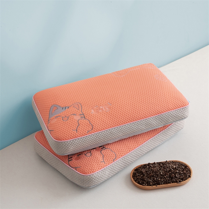 91家纺网 家纺一手货源 找家纺 麦肯锡 2026新款猫豆豆荞麦枕 甜橙粉