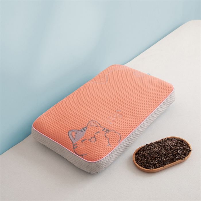 91家纺网 家纺一手货源 找家纺 麦肯锡 2026新款猫豆豆荞麦枕 甜橙粉