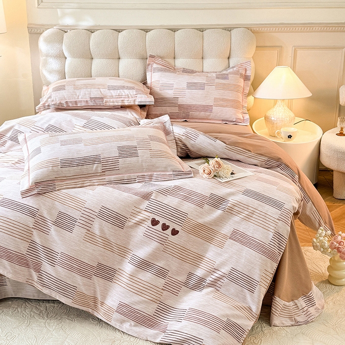 91家纺网 家纺一手货源 找家纺 幸嘉轩 2025新款全棉秋冬加厚保暖喷气磨毛纯棉印花四件套 雅蔓-粉