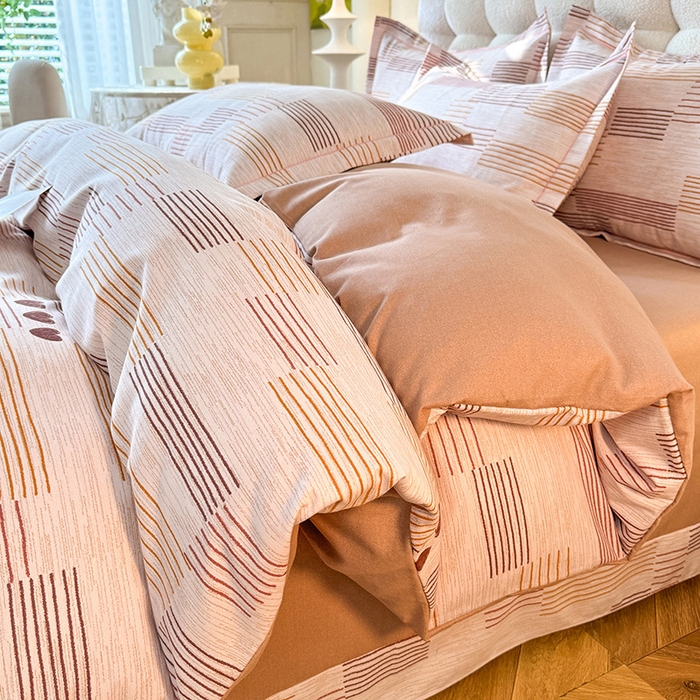 91家纺网 家纺一手货源 找家纺 幸嘉轩 2025新款全棉秋冬加厚保暖喷气磨毛纯棉印花四件套 雅蔓-粉