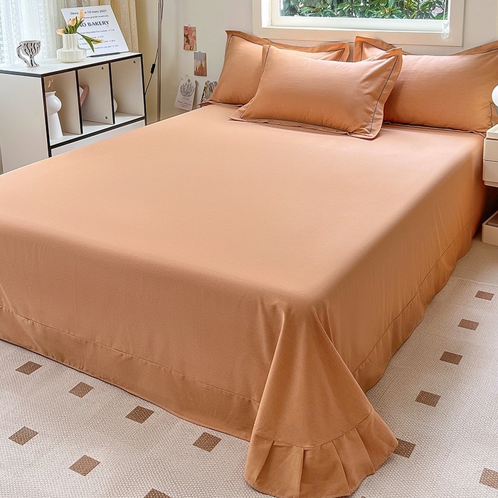 91家纺网 家纺一手货源 找家纺 简约 2025新款全棉四件套活性生态磨毛四件套 阿尔法-琥珀橙