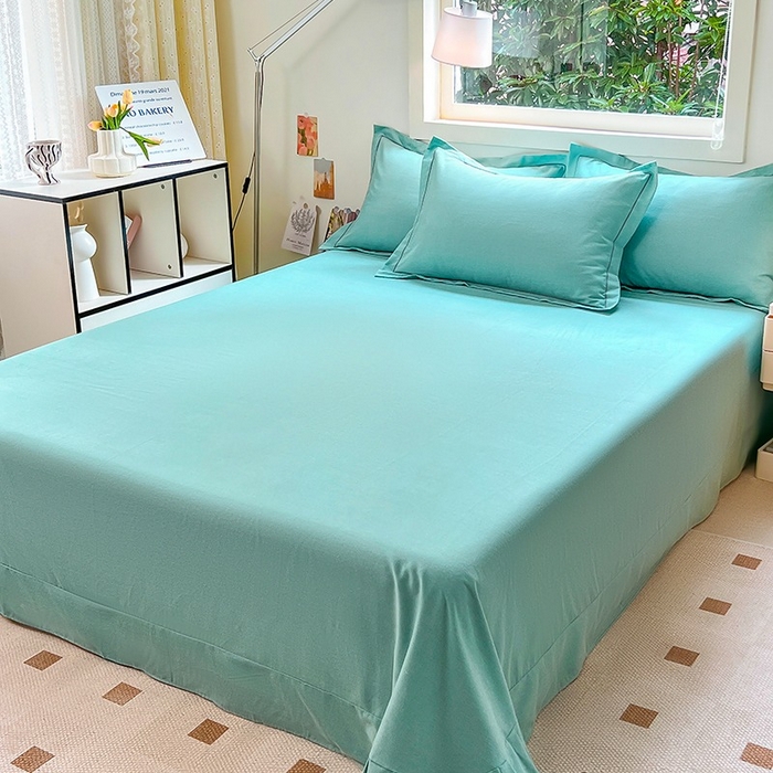 91家纺网 家纺一手货源 找家纺 简约 2025新款全棉四件套活性生态磨毛四件套 阿尔法-石松绿