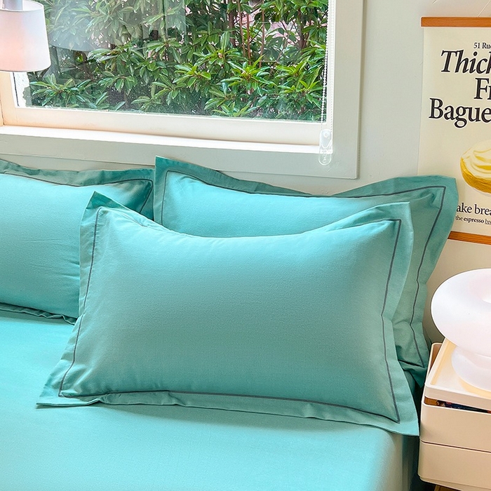 91家纺网 家纺一手货源 找家纺 简约 2025新款全棉四件套活性生态磨毛四件套 阿尔法-石松绿