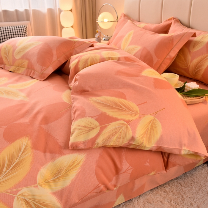 91家纺网 家纺一手货源 找家纺 幸嘉轩 2025新款全棉秋冬加厚保暖喷气磨毛纯棉印花四件套 麦穗歌谣-粉