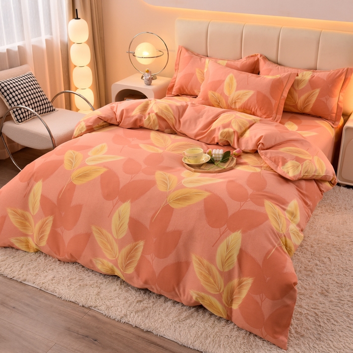 91家纺网 家纺一手货源 找家纺 幸嘉轩 2025新款全棉秋冬加厚保暖喷气磨毛纯棉印花四件套 麦穗歌谣-粉