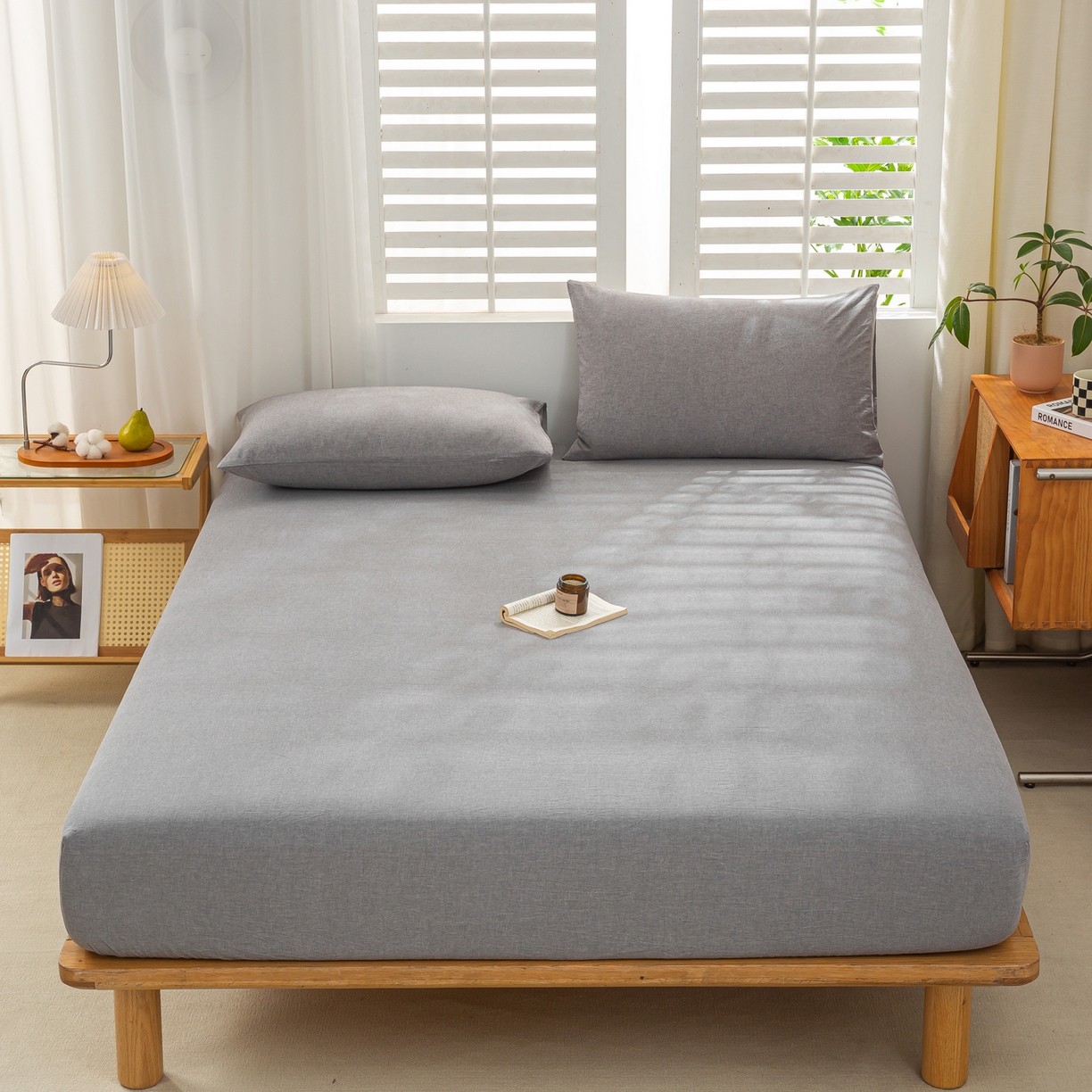 恋人优选 2026新款全棉纯棉水洗棉单床笠床笠单件 浅灰