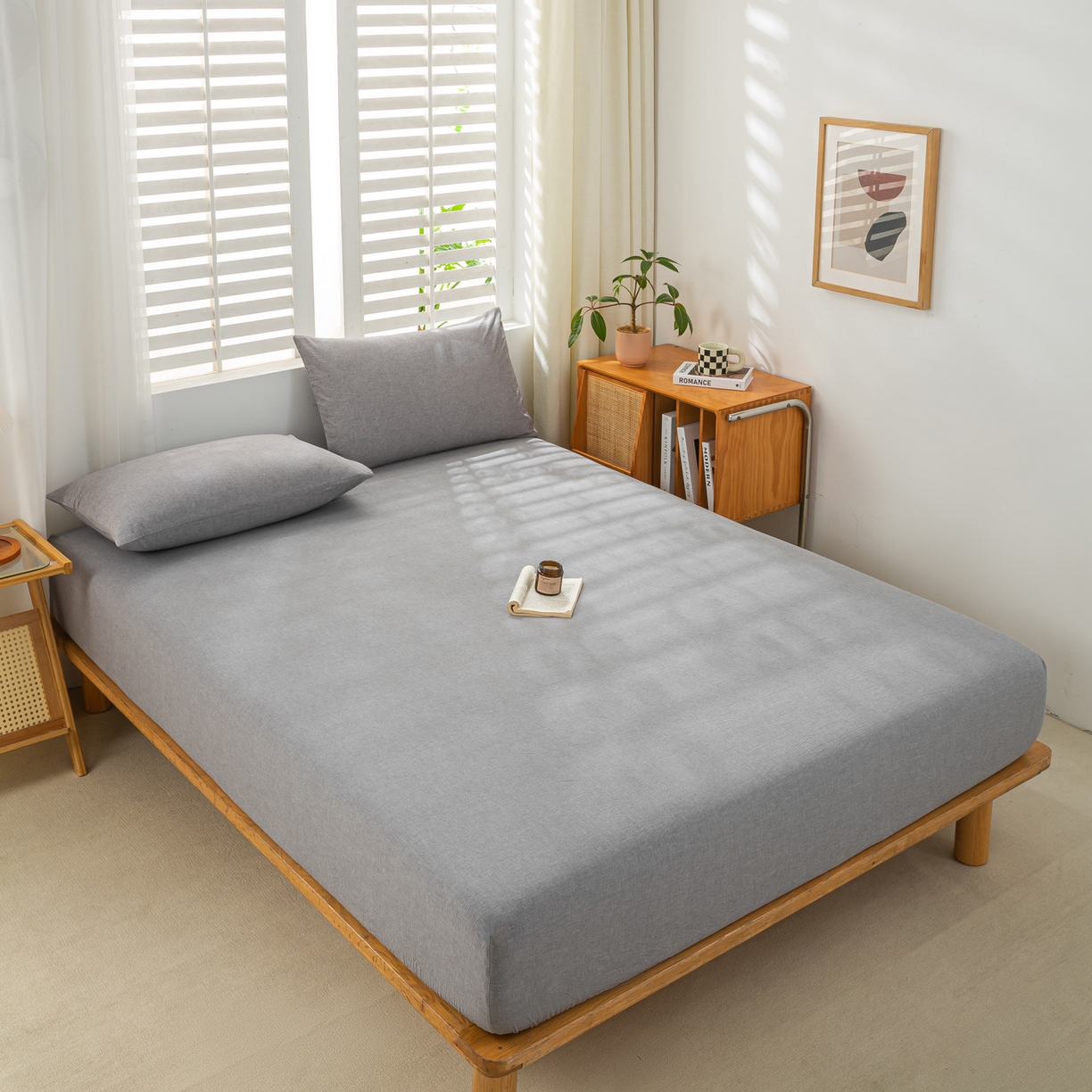 91家纺网 家纺一手货源 找家纺 恋人优选 2026新款全棉纯棉水洗棉单床笠床笠单件 浅灰