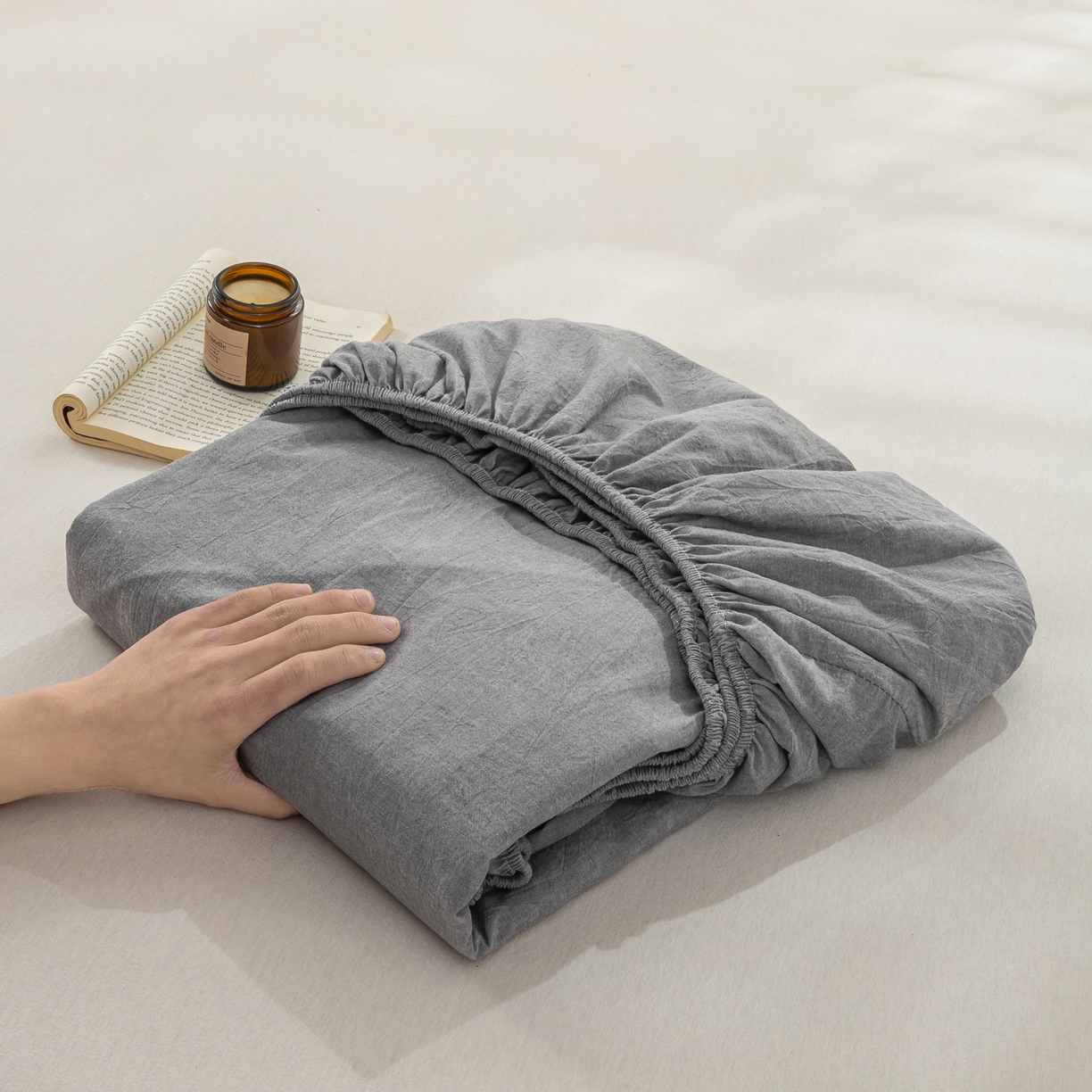 91家纺网 家纺一手货源 找家纺 恋人优选 2026新款全棉纯棉水洗棉单床笠床笠单件 浅灰