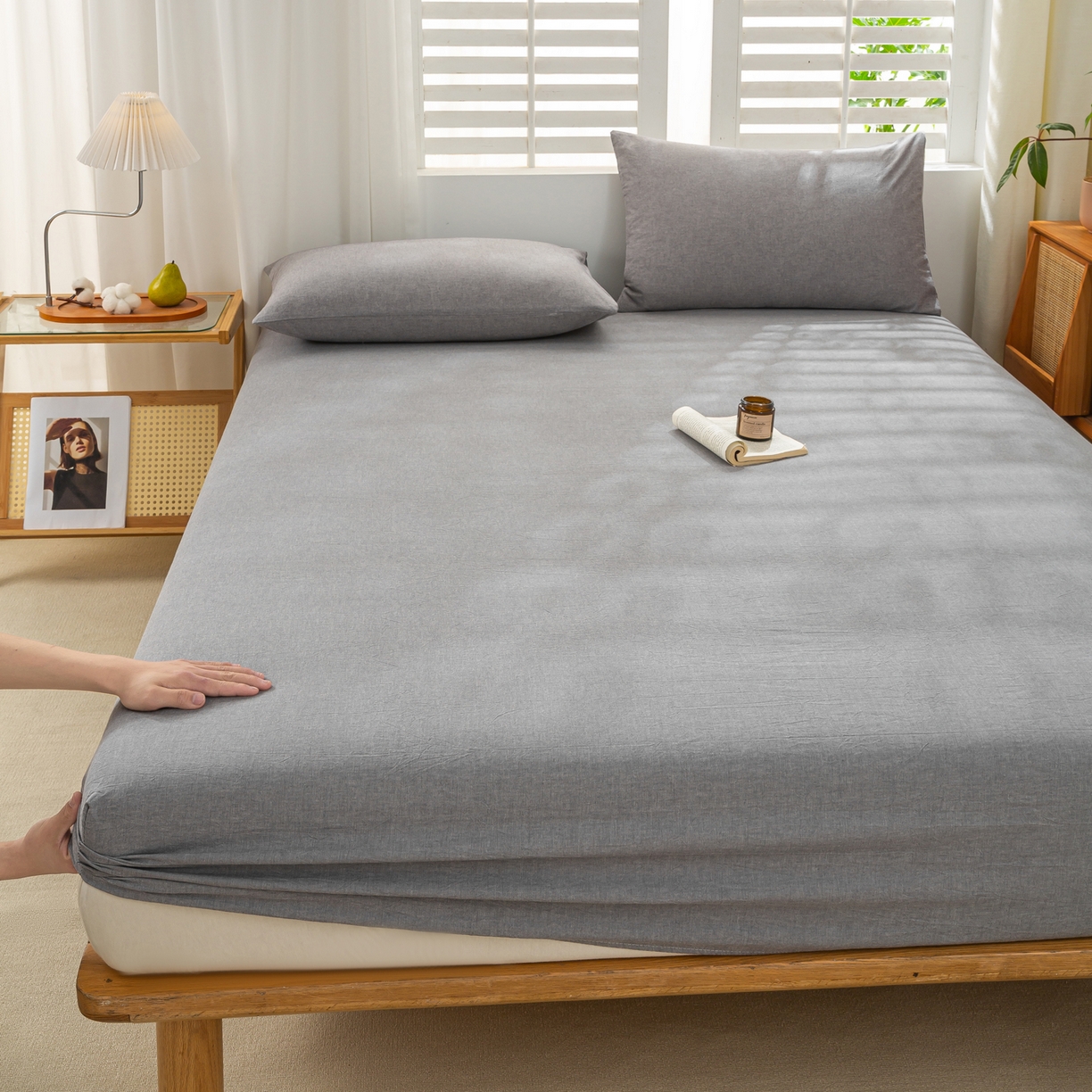 91家纺网 家纺一手货源 找家纺 恋人优选 2026新款全棉纯棉水洗棉单床笠床笠单件 浅灰