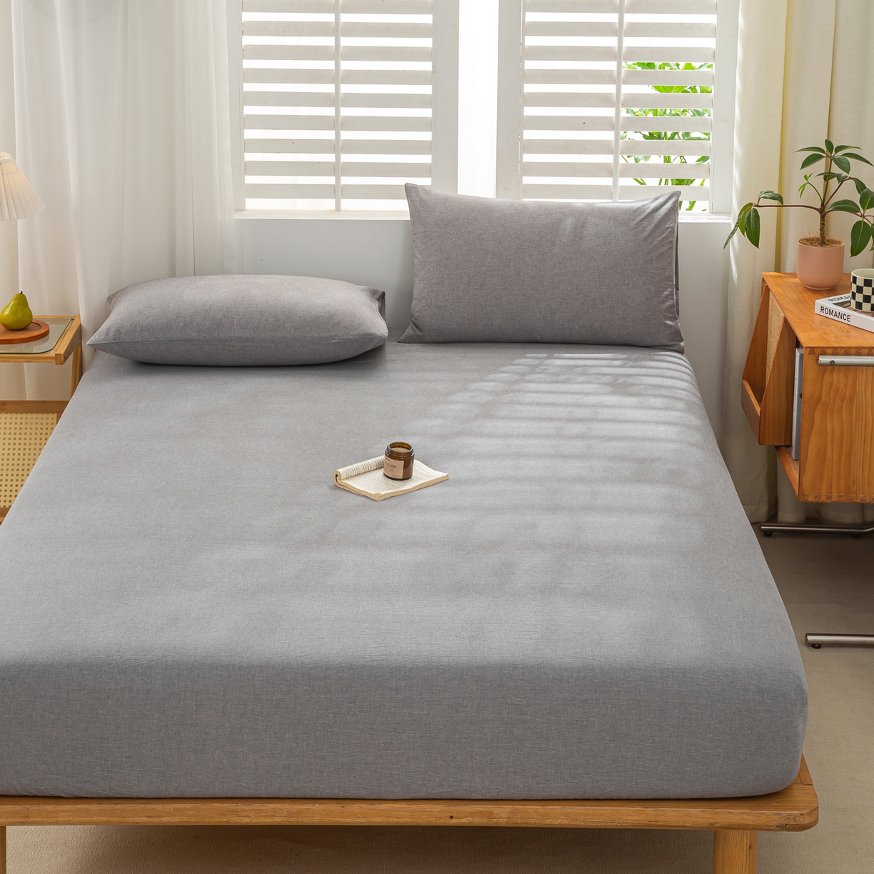 91家纺网 家纺一手货源 找家纺 恋人优选 2026新款全棉纯棉水洗棉单床笠床笠单件 浅灰