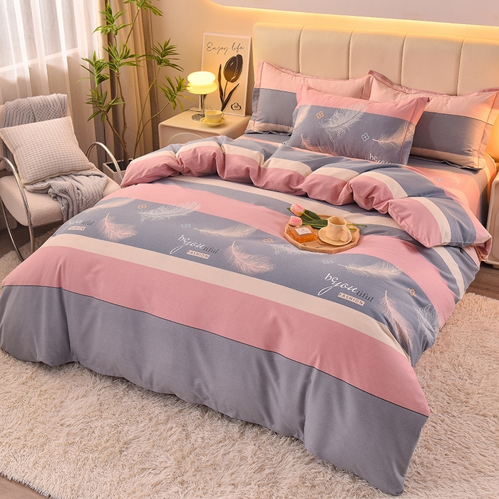 91家纺网 家纺一手货源 找家纺 幸嘉轩 2025新款全棉秋冬加厚保暖喷气磨毛纯棉印花四件套 羽飞舞