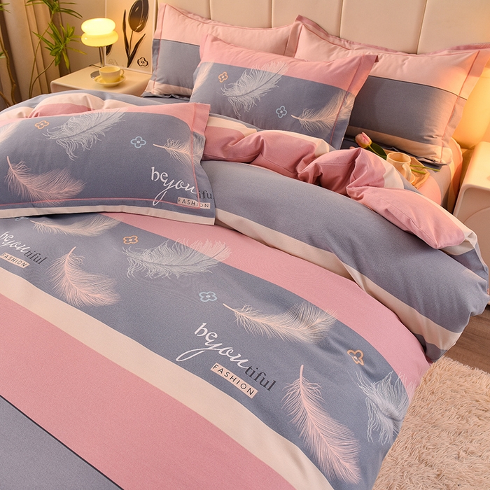 91家纺网 家纺一手货源 找家纺 幸嘉轩 2025新款全棉秋冬加厚保暖喷气磨毛纯棉印花四件套 羽飞舞