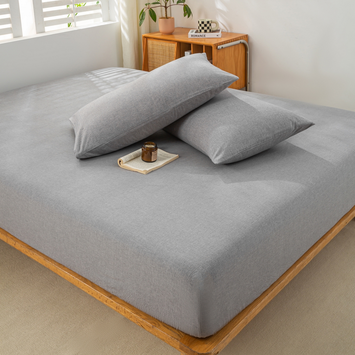 91家纺网 家纺一手货源 找家纺 恋人优选 2026新款全棉纯棉水洗棉单床笠床笠单件 浅灰