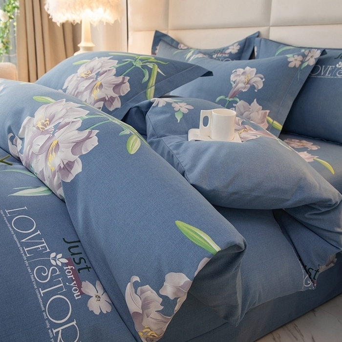 91家纺网 家纺一手货源 找家纺 幸嘉轩 2025新款全棉秋冬加厚保暖喷气磨毛纯棉印花四件套 海棠花园