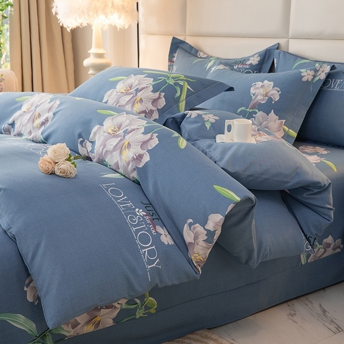 91家纺网 家纺一手货源 找家纺 幸嘉轩 2025新款全棉秋冬加厚保暖喷气磨毛纯棉印花四件套 海棠花园