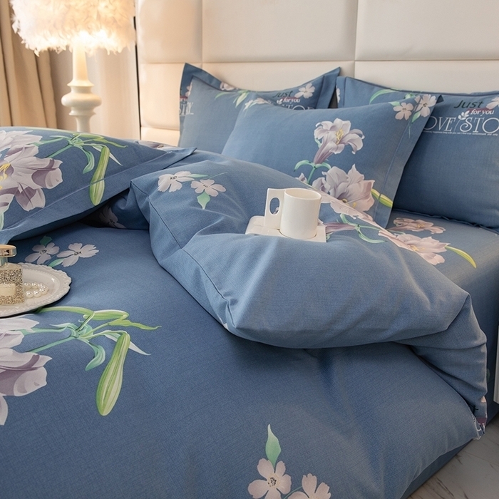 91家纺网 家纺一手货源 找家纺 幸嘉轩 2025新款全棉秋冬加厚保暖喷气磨毛纯棉印花四件套 海棠花园