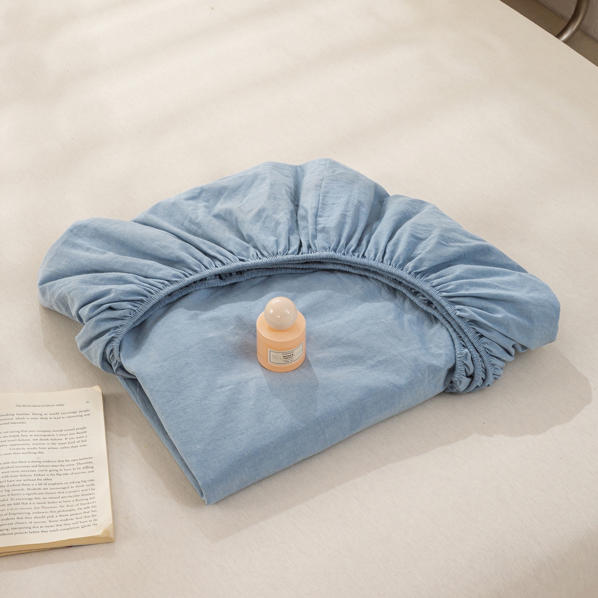 91家纺网 家纺一手货源 找家纺 恋人优选 2026新款全棉纯棉水洗棉单床笠床笠单件 浅蓝