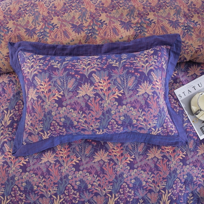 91家纺网 家纺一手货源 找家纺 双层纱家居 2026新款经典三层纱床盖飞边款四件套 薰衣草