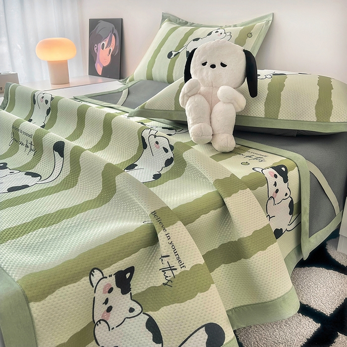 91家纺网 家纺一手货源 找家纺 倾慕家纺 2026新款A类满天星提花凉感凉席系列 乐动猫咪