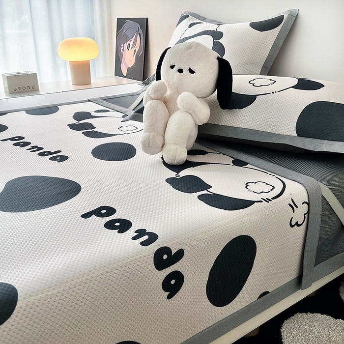 91家纺网 家纺一手货源 找家纺 倾慕家纺 2026新款A类满天星提花凉感凉席系列 PP熊猫