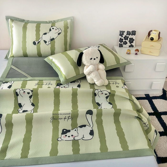 91家纺网 家纺一手货源 找家纺 倾慕家纺 2026新款A类满天星提花凉感凉席系列 乐动猫咪