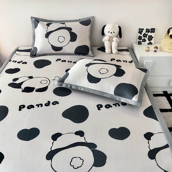 91家纺网 家纺一手货源 找家纺 倾慕家纺 2026新款A类满天星提花凉感凉席系列 PP熊猫