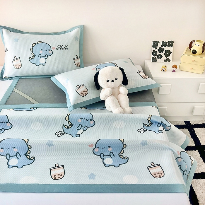 91家纺网 家纺一手货源 找家纺 倾慕家纺 2026新款A类满天星提花凉感凉席系列 波波小龙