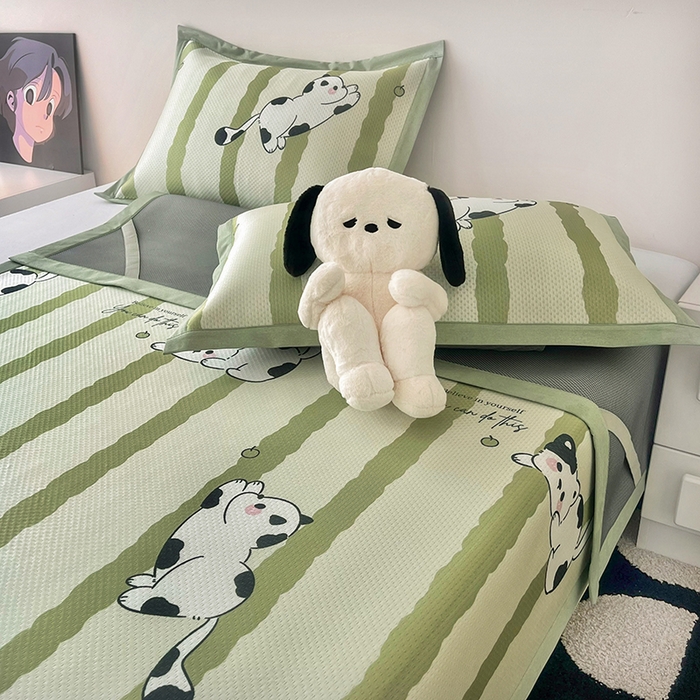 91家纺网 家纺一手货源 找家纺 倾慕家纺 2026新款A类满天星提花凉感凉席系列 乐动猫咪