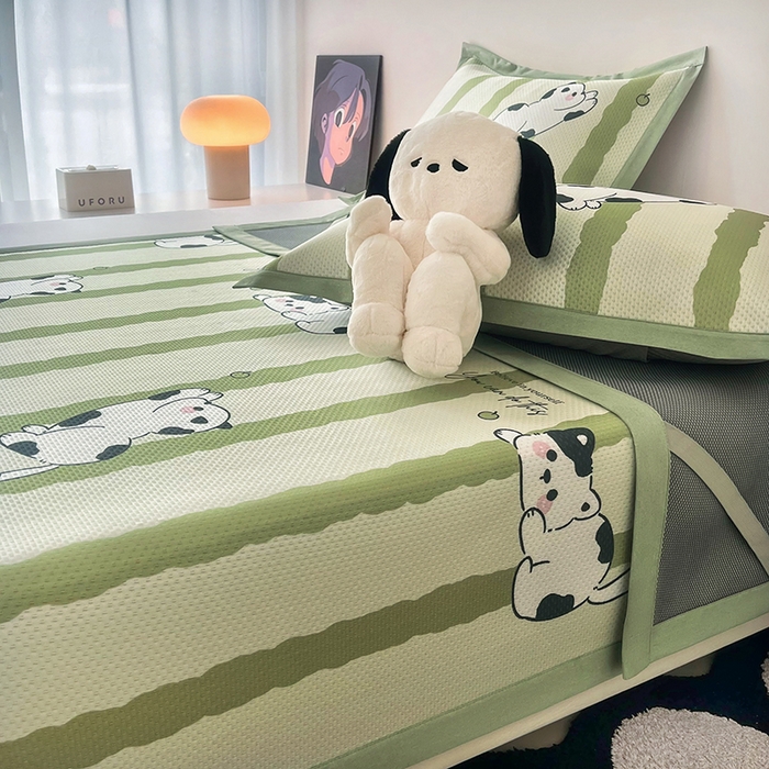 91家纺网 家纺一手货源 找家纺 倾慕家纺 2026新款A类满天星提花凉感凉席系列 乐动猫咪