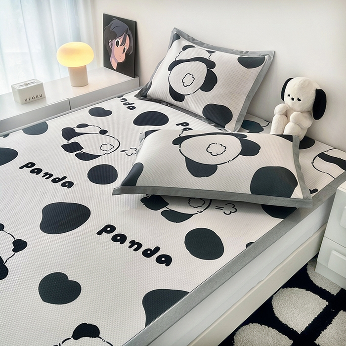 91家纺网 家纺一手货源 找家纺 倾慕家纺 2026新款A类满天星提花凉感凉席系列 PP熊猫