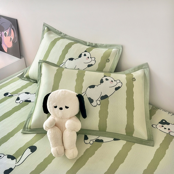 91家纺网 家纺一手货源 找家纺 倾慕家纺 2026新款A类满天星提花凉感凉席系列 乐动猫咪