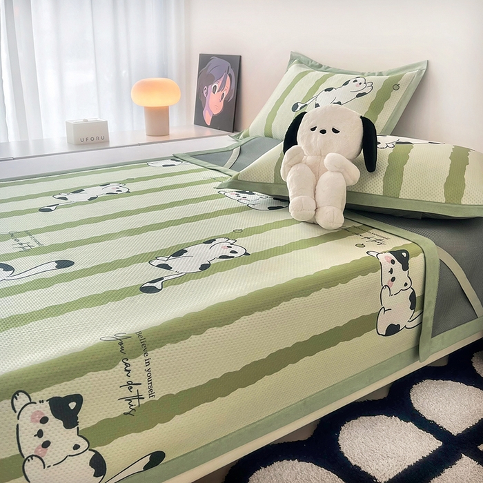 91家纺网 家纺一手货源 找家纺 倾慕家纺 2026新款A类满天星提花凉感凉席系列 乐动猫咪