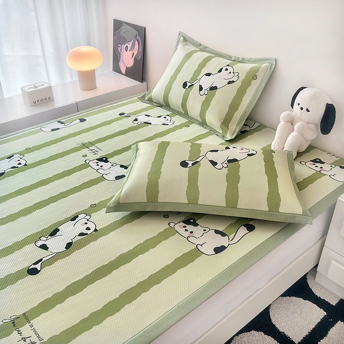 91家纺网 家纺一手货源 找家纺 倾慕家纺 2026新款A类满天星提花凉感凉席系列 乐动猫咪