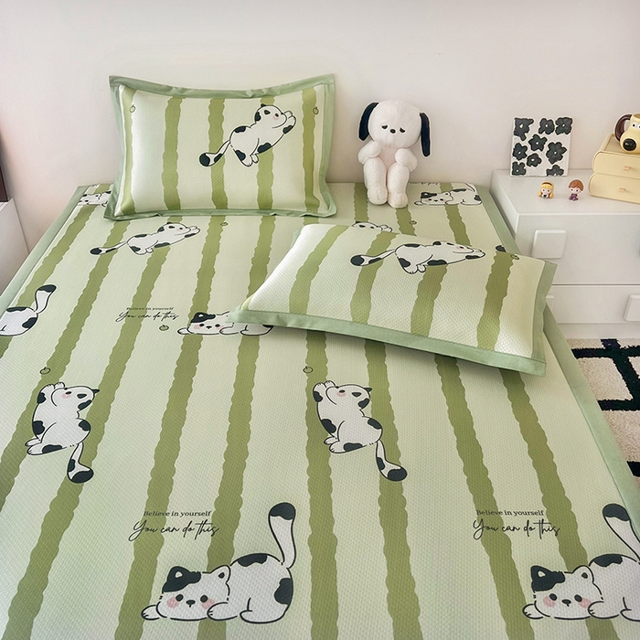 91家纺网 家纺一手货源 找家纺 倾慕家纺 2026新款A类满天星提花凉感凉席系列 乐动猫咪