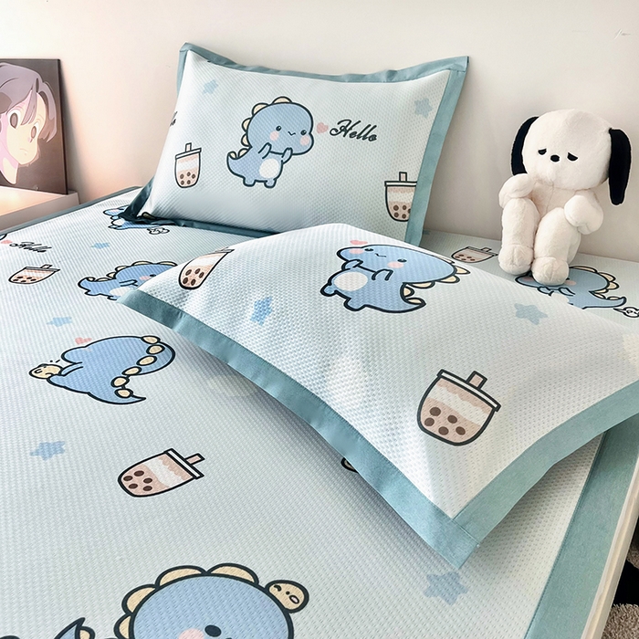 91家纺网 家纺一手货源 找家纺 倾慕家纺 2026新款A类满天星提花凉感凉席系列 波波小龙