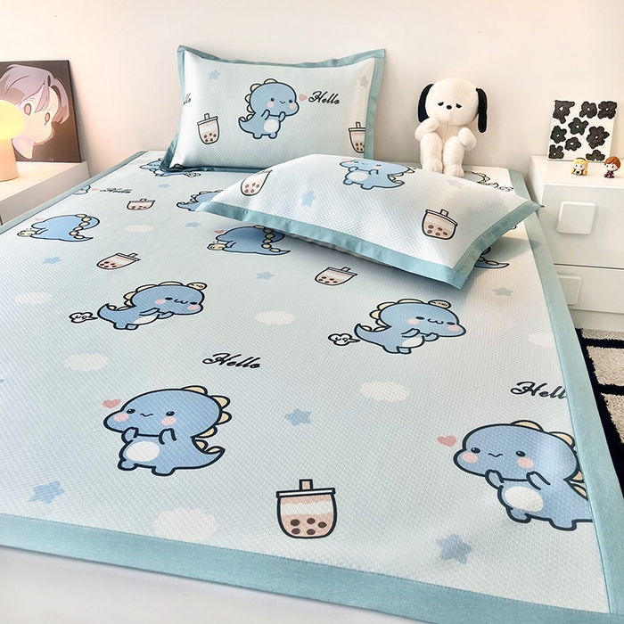 91家纺网 家纺一手货源 找家纺 倾慕家纺 2026新款A类满天星提花凉感凉席系列 波波小龙