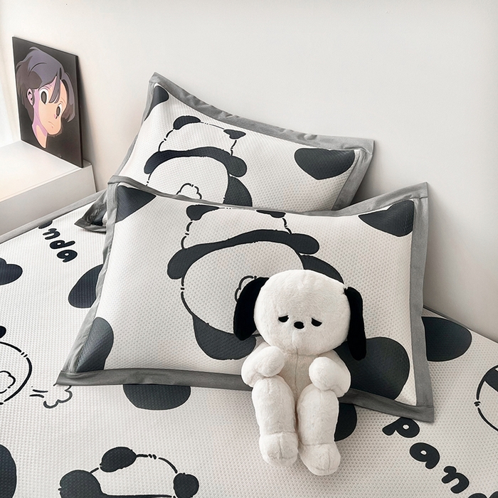 91家纺网 家纺一手货源 找家纺 倾慕家纺 2026新款A类满天星提花凉感凉席系列 PP熊猫