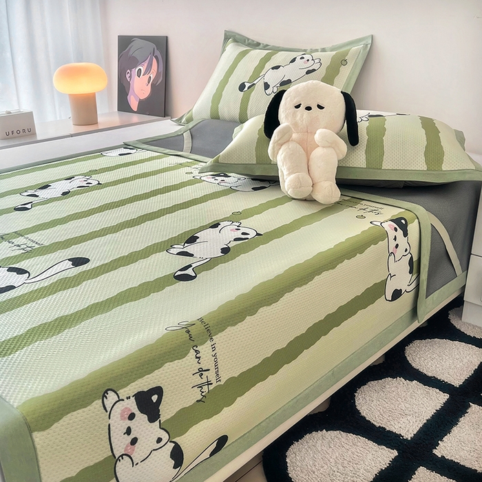 91家纺网 家纺一手货源 找家纺 倾慕家纺 2026新款A类满天星提花凉感凉席系列 乐动猫咪