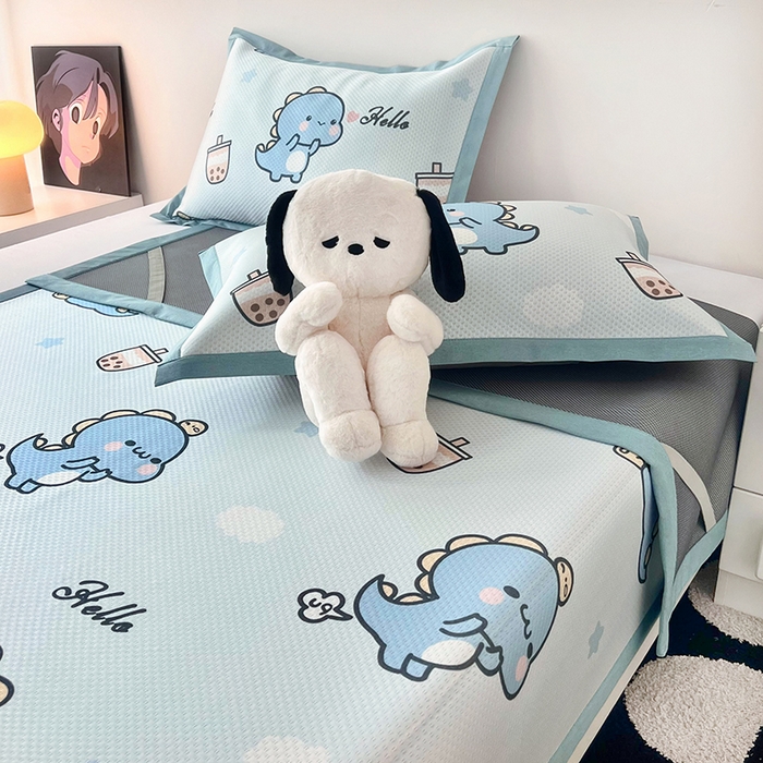 91家纺网 家纺一手货源 找家纺 倾慕家纺 2026新款A类满天星提花凉感凉席系列 波波小龙